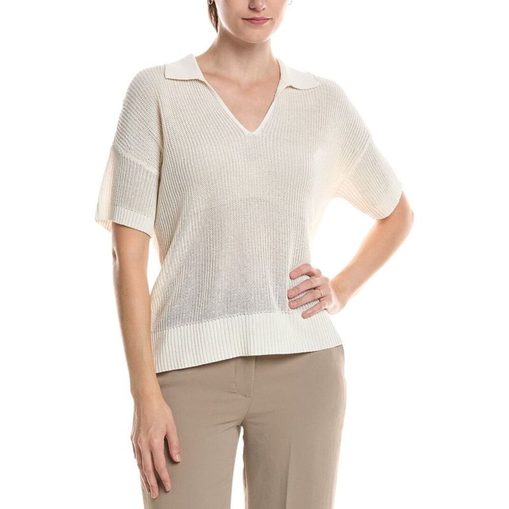Eileen Fisher Womens  Short Sleeve Sweater, White